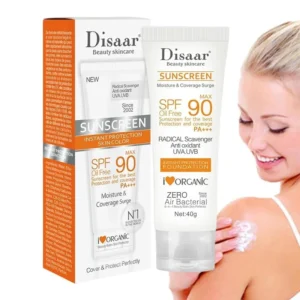 Disaar SPF90 Oil-Free Sunscreen Cream 40g | Instant Protection UVA UVB Foundation PA+++